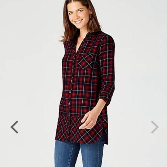 J Jill Flannel Tunic Top - Picture 1 of 8